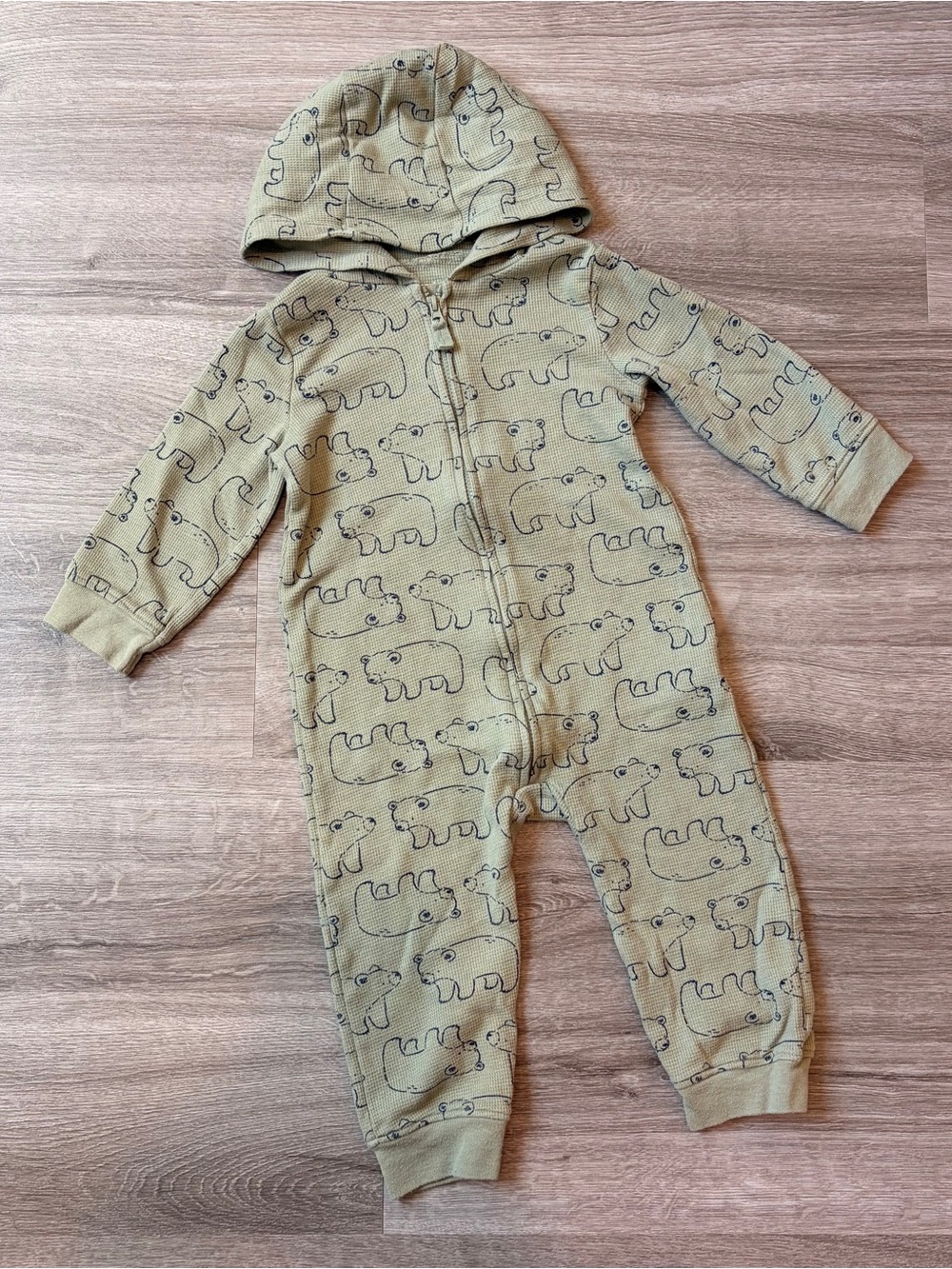 Carter's baby boys bear print zip up jumpsuit with hood
